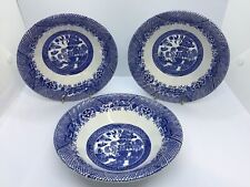 Barratts Willow - 3x 17cm Cereal / Dessert Bowls - Blue & White Vintage for sale  Shipping to South Africa