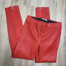 Pantalones J BRAND 100% Cuero Cordero Rojo Brillante Estilo Ajustado Talla 10 Moto Cremallera Usado en Excelente Condición segunda mano  Embacar hacia Argentina