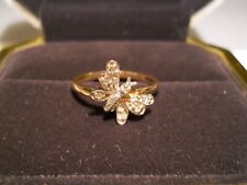 Estate Gold Butterfly Diamond Ring 10k Yellow Gold 10kt Not Scrap 1.8g 49 for sale  Shipping to South Africa