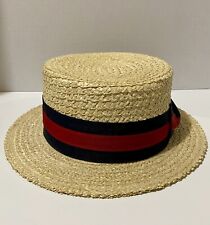 AUTHENTIC SCALA  ITALIAN STRAW SKIMMER BOATER HAT SIZE: LARGE for sale  Shipping to South Africa