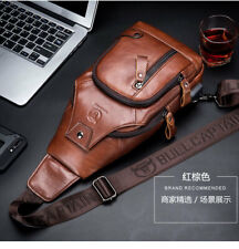 Men Genuine Leather Cowhide Chest Sling Shoulder Sport Bag Cross-body Waist Pack for sale  Shipping to South Africa