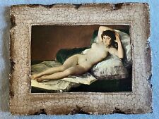 Vintage Reclining Nude Decoration, Wood Panel Pictures Spain 8x7” for sale  Shipping to South Africa