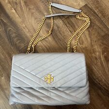 Tory Burch Kira Chevron Convertible Shoulder Bag Blue Leather Handbag for sale  Shipping to South Africa