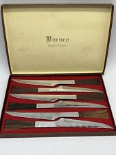 SET OF 6 BURNCO MCM STAINLESS STEEL SERRATED STEAK KNIVES WOOD HANDLE EUC for sale  Shipping to South Africa