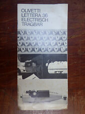 Olivetti Lettera 36 Electric Portable Typewriter User's Guide 70s for sale  Shipping to South Africa