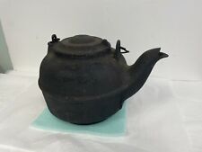 Vintage Antique Cast Iron Tea Kettle Wood Burning Stove 2 Gallon Lid 12"W x 8"H for sale  Shipping to Ireland