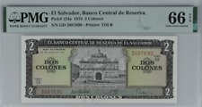 Billete de El Salvador 1976 2 colones P124a moneda sin circular pmg 67 segunda mano  Embacar hacia Argentina