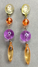 Vintage Lucite Earrings Pierced Balls Teardrop 3 1/2" for sale  Shipping to South Africa