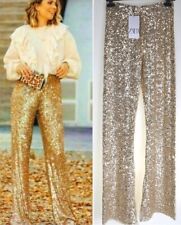 ZARA HIGH WAIST SEQUINNED FLARE WIDE LEG PALAZZO JERSEY LEGGINGS PANTS TROUSERS for sale  CAMBERLEY