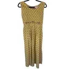 Maxi vestido vintage tienda de pudines para mujer amarillo floral ahumado botón trasero talla 4 segunda mano  Embacar hacia Argentina
