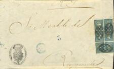 Antiguas colonias españolas. Puerto Rico. Cubierta 7 (6) .1860. 1 azul real, bloque de S segunda mano  Embacar hacia Argentina