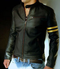 Stylish Men's Real Soft Lambskin Leather Jacket Black Handmade Motorcycle Biker for sale  Shipping to South Africa
