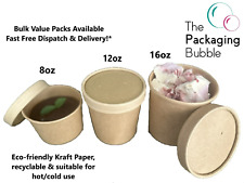 Kraft Brown Soup Cups With Lids Takeaway Ice Cream Containers Disposable Pots for sale  Shipping to South Africa