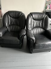 Black leather sofa for sale  LONDON