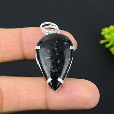Used, Natural Nuummite Gemstone Handmade 925 Sterling Silver Pendant 1.77" Love I750 for sale  Shipping to South Africa
