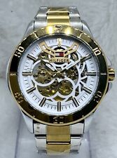 Incrível relógio de pulso masculino Tommy Hilfiger automático mostrador esqueleto ouro branco comprar usado  Enviando para Brazil