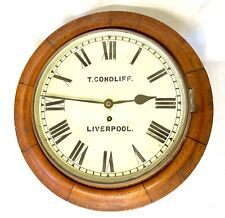 Antique Fusee Mahogany Wall School Railway Clock : CONDLIFF LIVERPOOL, used for sale  Shipping to South Africa