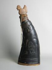 Recipiente de frasco tribal enfeite vintage em chifre e madeira único, usado comprar usado  Enviando para Brazil