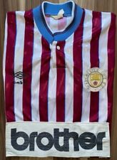 Camisa de distancia original hombre del Manchester City 1988-1990 adulto mediana MCFC segunda mano  Embacar hacia Argentina