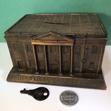 Used, Natick Federal Savings Building Coin Bank, Key MA Bathrico Vtg Souvenir Building for sale  Shipping to South Africa