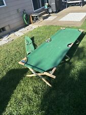 Vintage Byer Of Maine The Maine Folding Cot Green w/Wood Frame + Storage Bag VG for sale  Shipping to South Africa