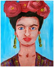 Usado, Pintura facial femenina hermosa mujer arte original 10x8 arte original Frida segunda mano  Embacar hacia Argentina