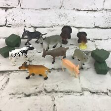 Used, Farm Animal Figures Lot Of 9 With Hay Bales Cows Goats Turkeys Pig Donkey  for sale  Shipping to South Africa