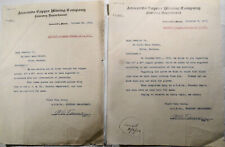 2 1912 letters: Anaconda Copper Mining Company Butte, MT - re: Leys Jewelry Co., used for sale  Shipping to South Africa