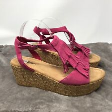 Sandalias Minnetonka talla 10 de cuero de gamuza rosa con flecos plataforma correa al tobillo  segunda mano  Embacar hacia Argentina