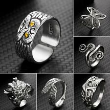 Anillos abiertos retro enchapados en plata huecos mariposa búho dedo mujeres hombres dije segunda mano  Embacar hacia Argentina