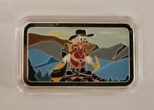 1 oz silver HOLD HUNTING art bar. Duck Tales Scrooge Mcduck color w COA for sale  Brooklyn