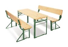 Sitzbank Tisch Sitzgruppe Kinderfestzeltgarnitur Holz Metall 3-teilig Set Grün, gebraucht gebraucht kaufen  Falkensee
