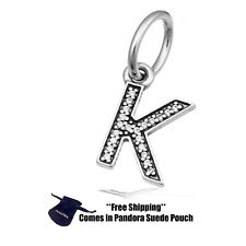 Authentic Pandora Sterling Silver Dangle Charm 791323CZ Hanging Letter "K" for sale  Tampa