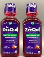 Líquido de ayuda nocturna para dormir ZzzQuil 12 oz sabor a vainilla cereza (2 botellas) 10/24 segunda mano  Embacar hacia Mexico