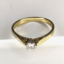 18ct Gold Diamond Ring 0.21ct Solitaire UK Ring Size L - 18ct Yellow Gold, used for sale  Shipping to South Africa