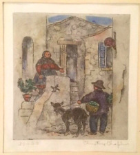 Coloured etching rural for sale  WARWICK