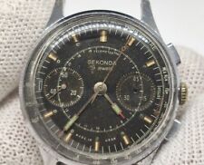 Raro Reloj Cronógrafo Negro Sekonda Poljot Strela 3017 Vintage URSS. segunda mano  Embacar hacia Argentina
