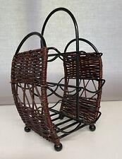 Wine Rack Wrought Iron And Wicker For Small Half Bottles Rare Vintage Piece. for sale  Shipping to South Africa