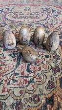 Lote de 5 ovos de madeira antigos primitivos usados com pátina de metal 2,25" comprar usado  Enviando para Brazil