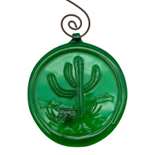 Pressed Glass Cactus Suncatcher Ornament - 27" Large Green Outdoor Southwestern for sale  Shipping to South Africa