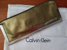 Bolsa de noite Calvin Klein nova sem etiquetas envelope emoldurado de couro bronze Clutch. saco de pó comprar usado  Enviando para Brazil