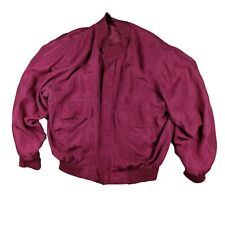 Vintage silk bomber jacket bordeaux plum padded shoulders 100% silk Sz XL na sprzedaż  PL
