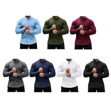 Usado, Camisa masculina manga longa slim fit casual social negócios roupas fitness comprar usado  Enviando para Brazil