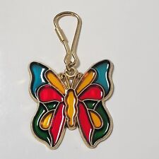 "Llavero vintage hecho a mano de vitrales coloridos mariposa aprox 2,25""x4" segunda mano  Embacar hacia Argentina