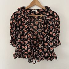 Usado, Blusa Doen floral envoltório viola babado em papoula preta tamanho M comprar usado  Enviando para Brazil