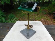 Antique Emeralite Banker's Lamp Brass Lead Base Green Glass 10Lbs 16.5" Unmarked for sale  Shipping to South Africa