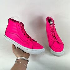 Usado, Tênis de corrida Vans Sk8-Hi slim feminino 8 couro rosa neon com cadarço comprar usado  Enviando para Brazil