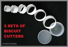 2 SETS OF 6 ROUND BISCUIT COOKIE PASTRY CUTTERS PLAIN FLUTED BAKING CAKE PLASTIC for sale  Shipping to South Africa