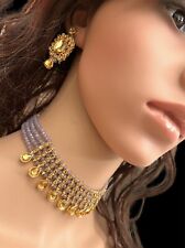 New Asian Indian Pakistani Gold Plated Tikka Earring Choker Jewellery Set for sale  BARNSLEY