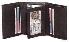 Genuine Cowhide Leather Men's RFID Tri-Fold Wallet BLACK, BROWN, TAN #4584-R US, brukt til salgs  Frakt til Norway